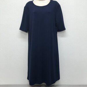 Maurices 24/7 Shift Shirt Dress Blue Short Sleeve Stretch Round Neck Rayon Blend